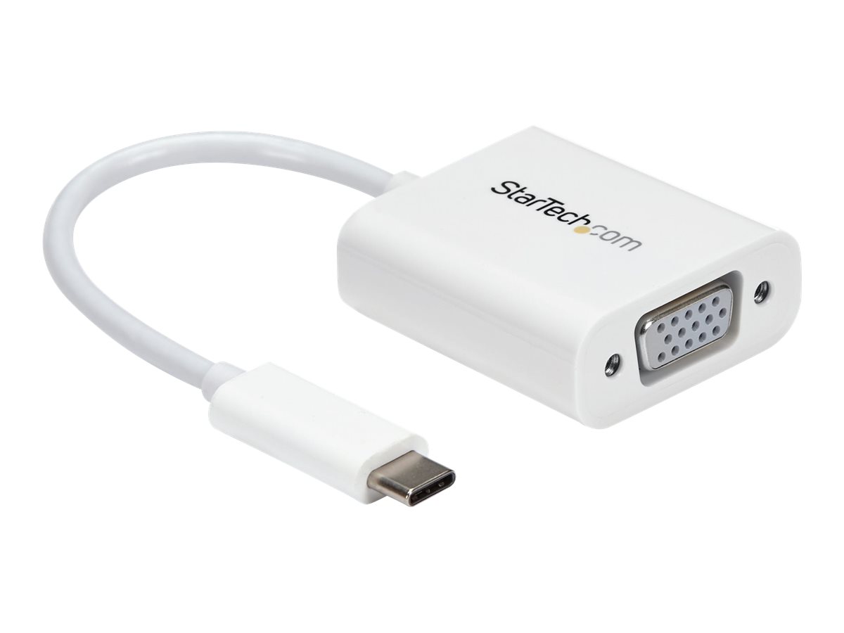 StarTech USB-C to VGA Adapter - White - 1080p - Video Converter For Your MacBook Pro / Projector / VGA Display (CDP2VGAW) - USB / VGA adapter - USB-C (han) til HD-15 (VGA) (hun) - USB 3.1 Gen 1 / Thunderbolt 3 - 17.5 m - USB-strøm, 1920 x 1200 (WUXGA) support - hvid - for P/N: TB3DK2DPPD, TB3DK2DPPDUE, TB3DK2DPW, TB3DK2DPWUE, TB3DKDPMAW, TB3DKDPMAWUE