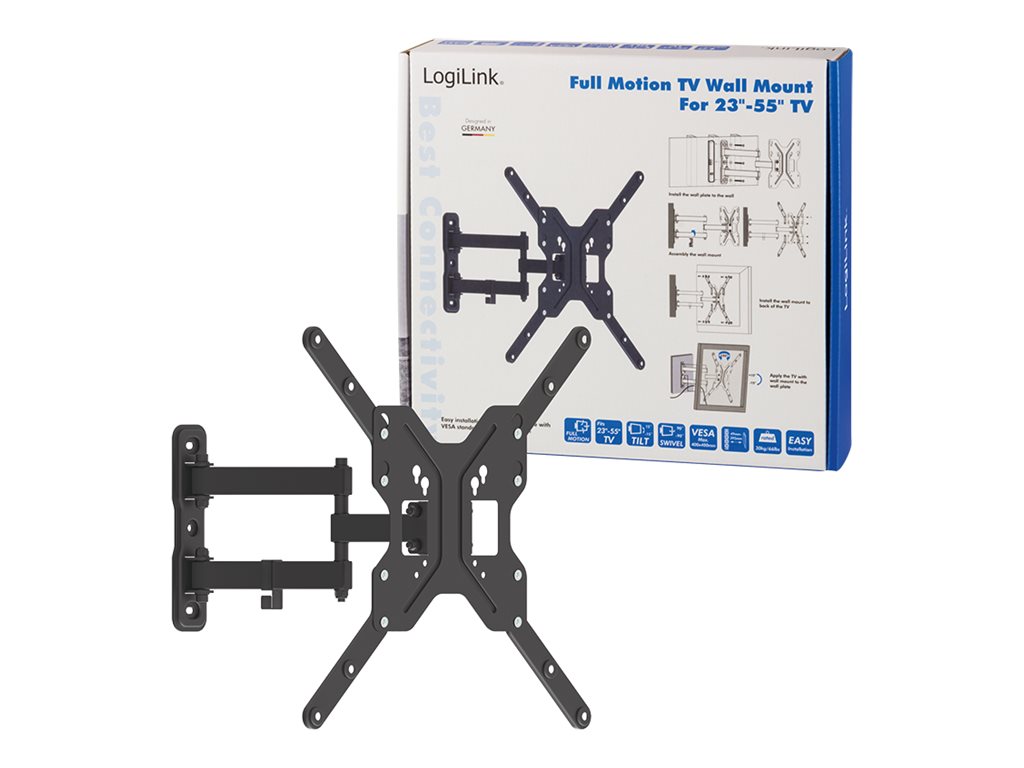 LogiLink TV wall mount 23-55" tilt swivel 30 kg max. - Maks 30 kg - Maks størrelse 55"