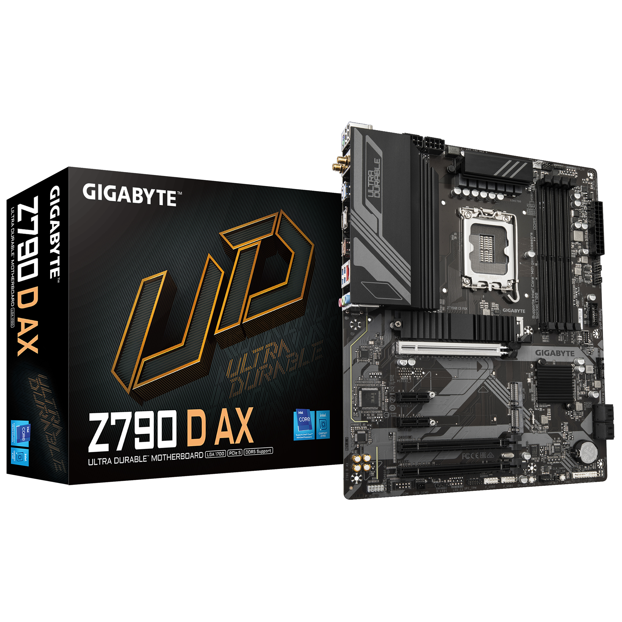 Gigabyte Z790 D AX - 1.0 - bundkort - ATX - LGA1700 sokkel - Z790 Chipset - USB-C 3.2 Gen2, USB-C 3.2 Gen 1, USB 3.2 Gen 2, USB 3.2 Gen 1 - 2.5 Gigabit LAN, Wi-Fi 6, Bluetooth - onboard grafik (CPU påkrævet) - High Definition Audio (7.1-kanal)
