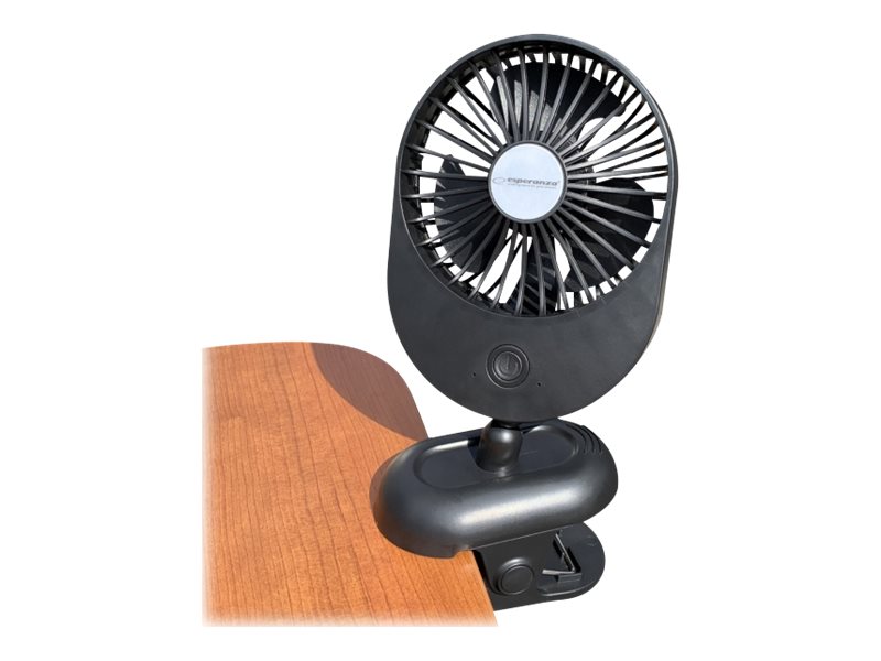 USB Ventilator Med Bordklemme - Sort - 2W - Bordventilator