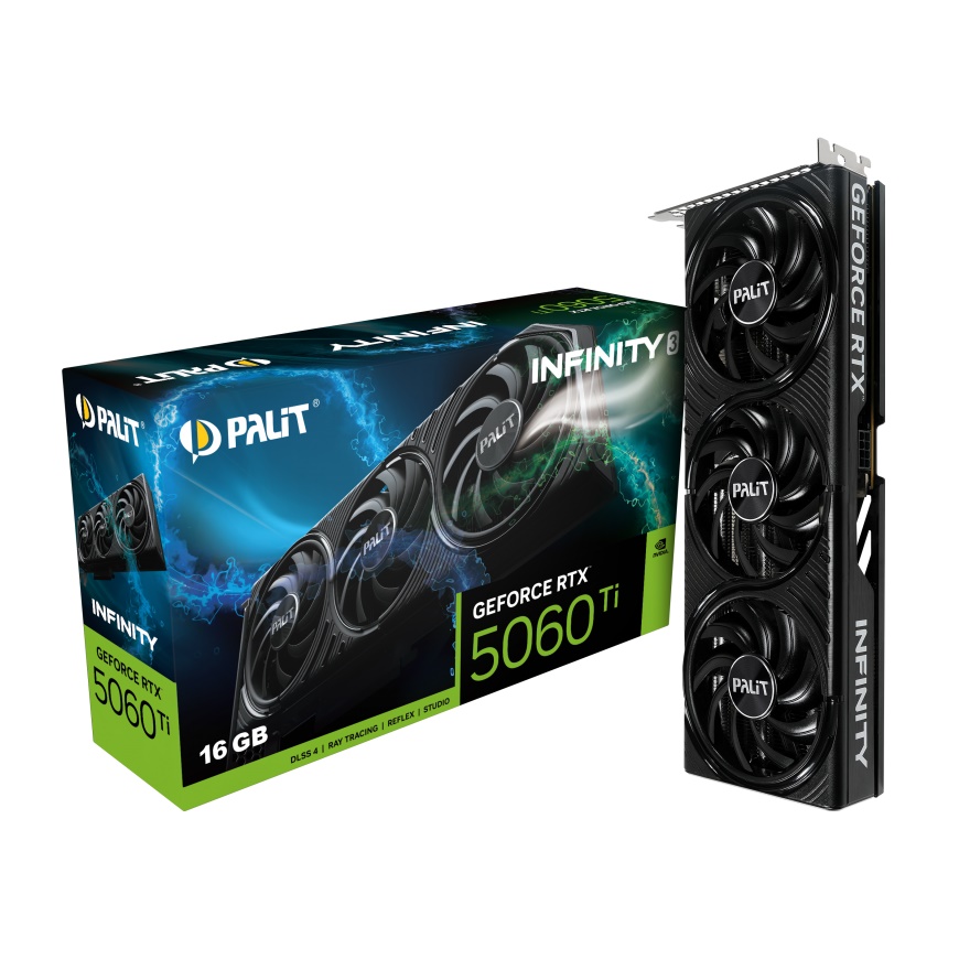 Palit GeForce RTX 5060 Ti Infinity 3 - Grafikkort - GeForce RTX 5060 Ti - 16 GB GDDR7 - PCI Express 5.0 - 3 x DisplayPort, HDMI - boks