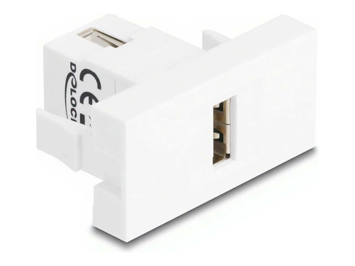 Delock Easy 45 - klik i-modul - USB 2.0, hun - 1 USB-sokkel - hvid