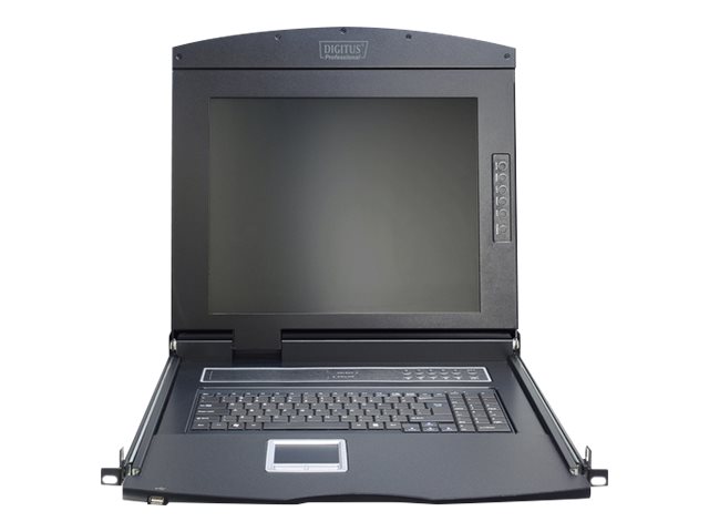 Digitus Professional DS-72210-1GE - KVM-konsol med KVM switch - 1 porte - Tysk - 17 - rackversion - 1280 x 1024 @ 60 Hz - 1000:1 - sort, RAL 9005 - 1U