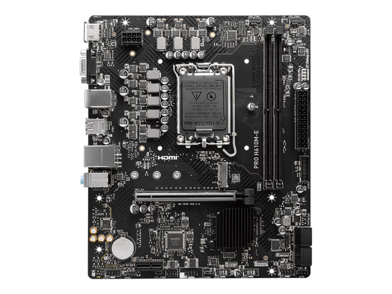MSI PRO H610M-E Bundkort - Intel H610 - Intel LGA1700 socket - DDR5 RAM - Micro-ATX