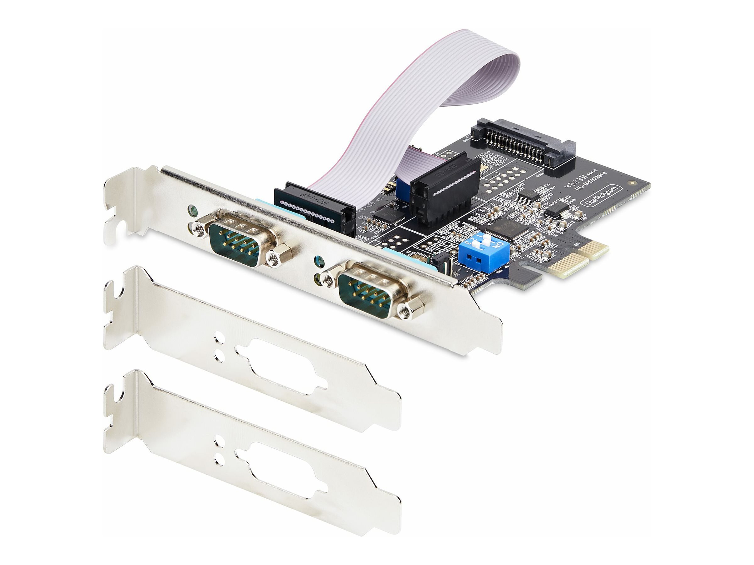 StarTech.com 2-Port Serial PCIe Card, Dual-Port PCI Express to RS232/RS422/RS485 (DB9) Serial Card, Low-Profile Brackets Incl., 16C1050 UART,