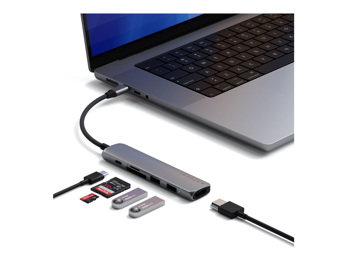 Satechi 6-in-1 USB-C Slim Multiport Adapter - Space Grey