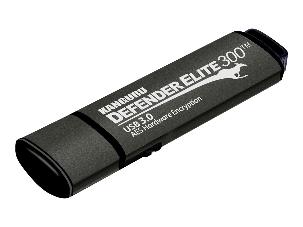 Kanguru Defender Elite 300 64gb Fips 140-2 Usb 3.0 64gb Usb-a Sort, Grå