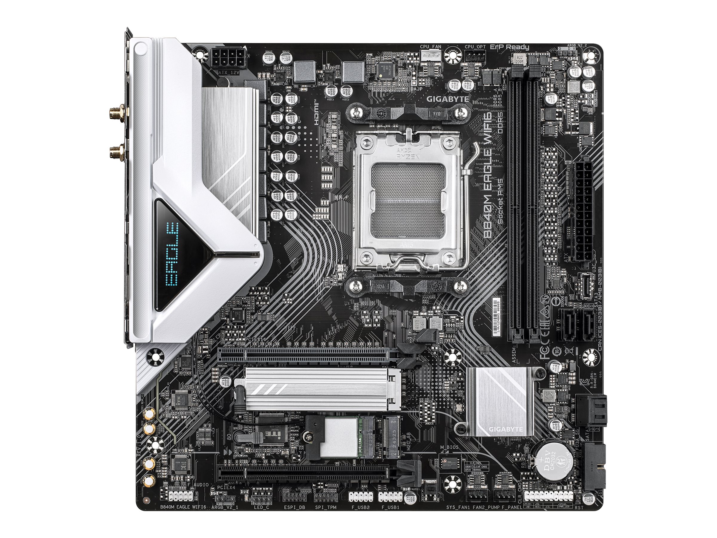 Gigabyte B840M EAGLE WIFI6 - Bundkort - micro ATX - Socket AM5 - AMD B840 Chipset - USB-C 3.2 Gen 1, USB 3.2 Gen 1 - Wi-Fi 6, Bluetooth, 2.5 Gigabit LAN - onboard grafik (CPU påkrævet) - HD Audio (8-kanaler)