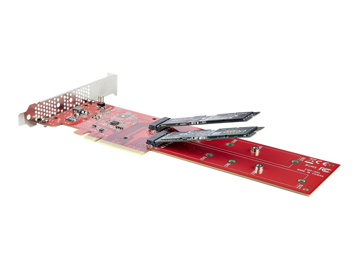 StarTech.com Dual M.2 PCIe SSD Adapter Card, x8 / x16 Dual NVMe or AHCI M.2 SSD to PCI Express 4.0, Up to 7.8GBps/Drive, For 2242/2260/2280/22110mm