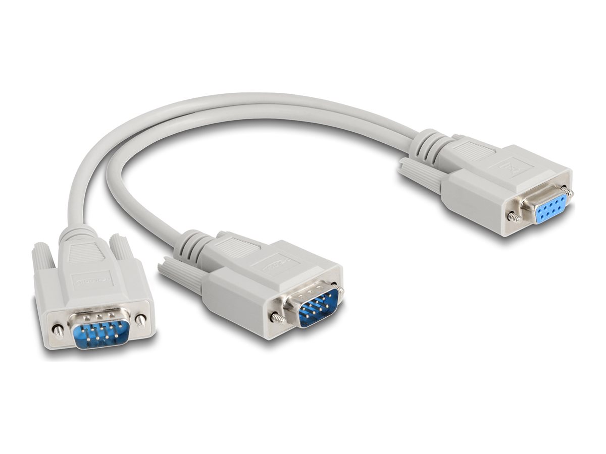 Delock adapter Y-kabel D-Sub9 1 x stik til 2 stik med skruer 30 cm (67160)