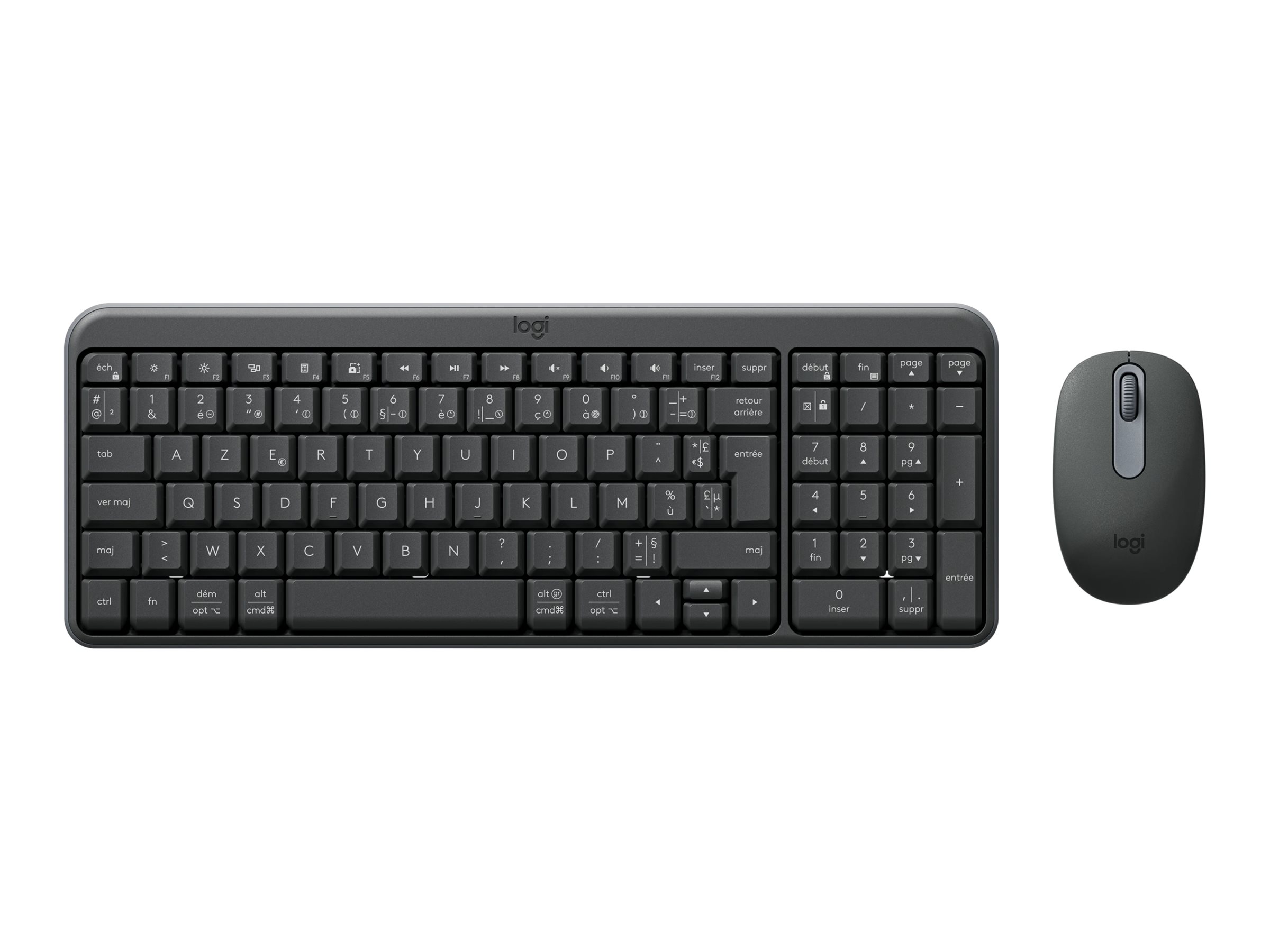 Logitech MK250 - keyboard and mouse set - AZERTY - French - graphite Input Device - Tastatur & Mus sæt - Fransk - Sort