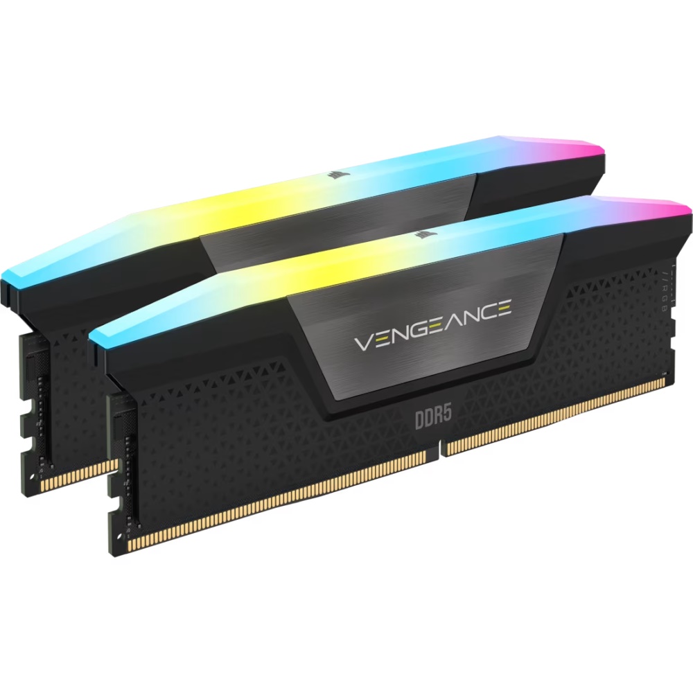 Corsair Vengeance RGB DDR5-6000 - 32GB - CL38 - Dual Channel (2 pcs) - AMD EXPO & Intel XMP - Sort med RGB