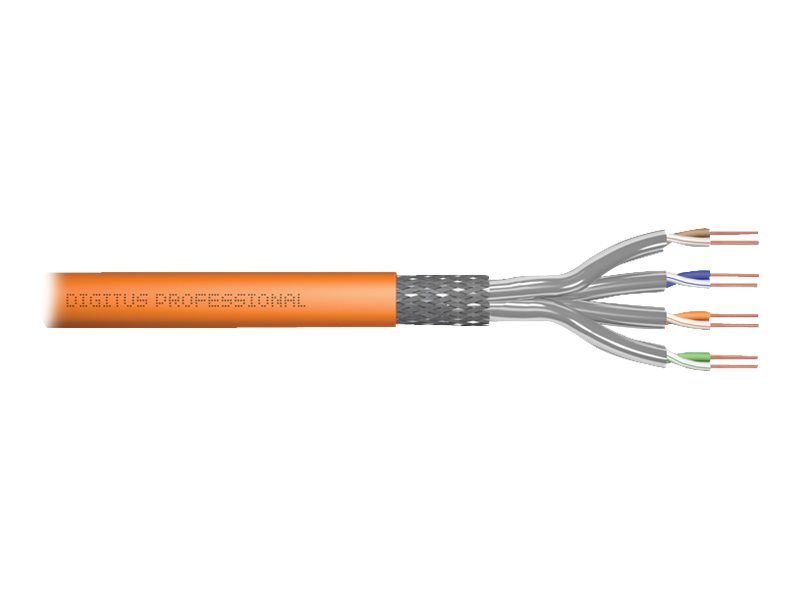 DIGITUS Professional CAT 7a Kabel med afskærmning med folie og kobberfletning (SFTP 500m Bulkkabel Orange RAL 2000
