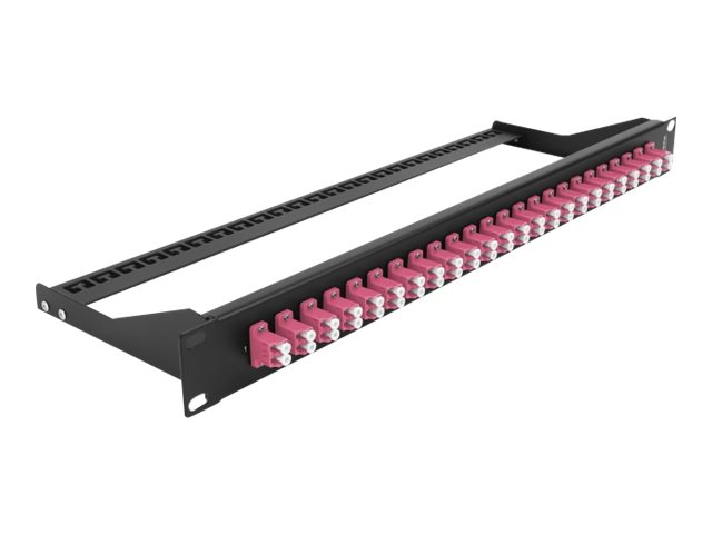 Delock - Patchpanel - rackmonterbart - LC Duplex MM X 24 - sort, lilla - 1U - 19