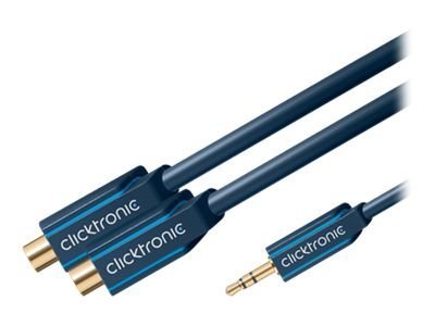 ClickTronic 3,5 mm AUX till RCA-adapterkabel, stereo Premiumkabel | 2x cinchjack  1x 3,5 mm jackplugg | 0,1 m | OFC innerledare