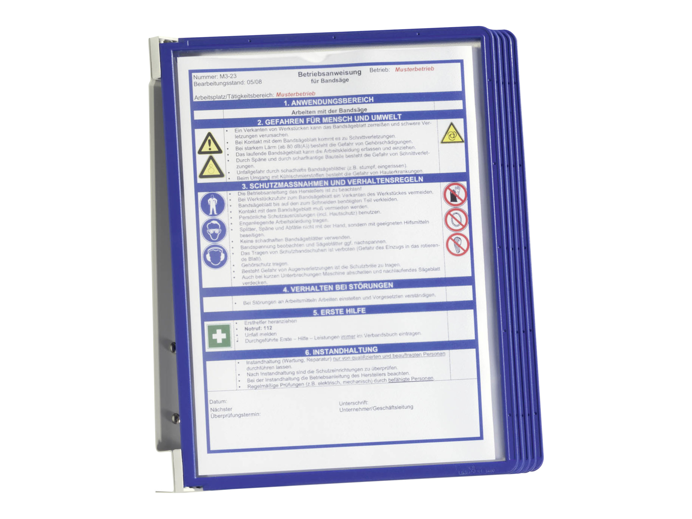 Registersystem væghængt A4, med 5 stk. lommer