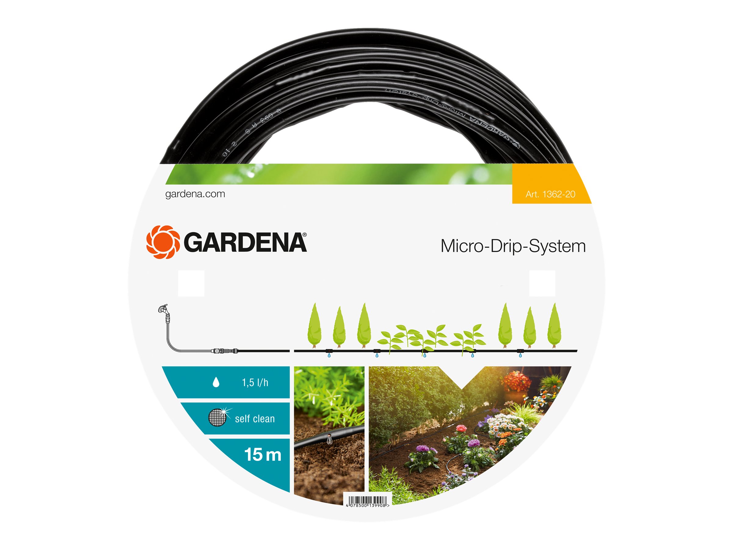 4 stk Gardena micro-drip drypslange 4,6 mm, 15 meter