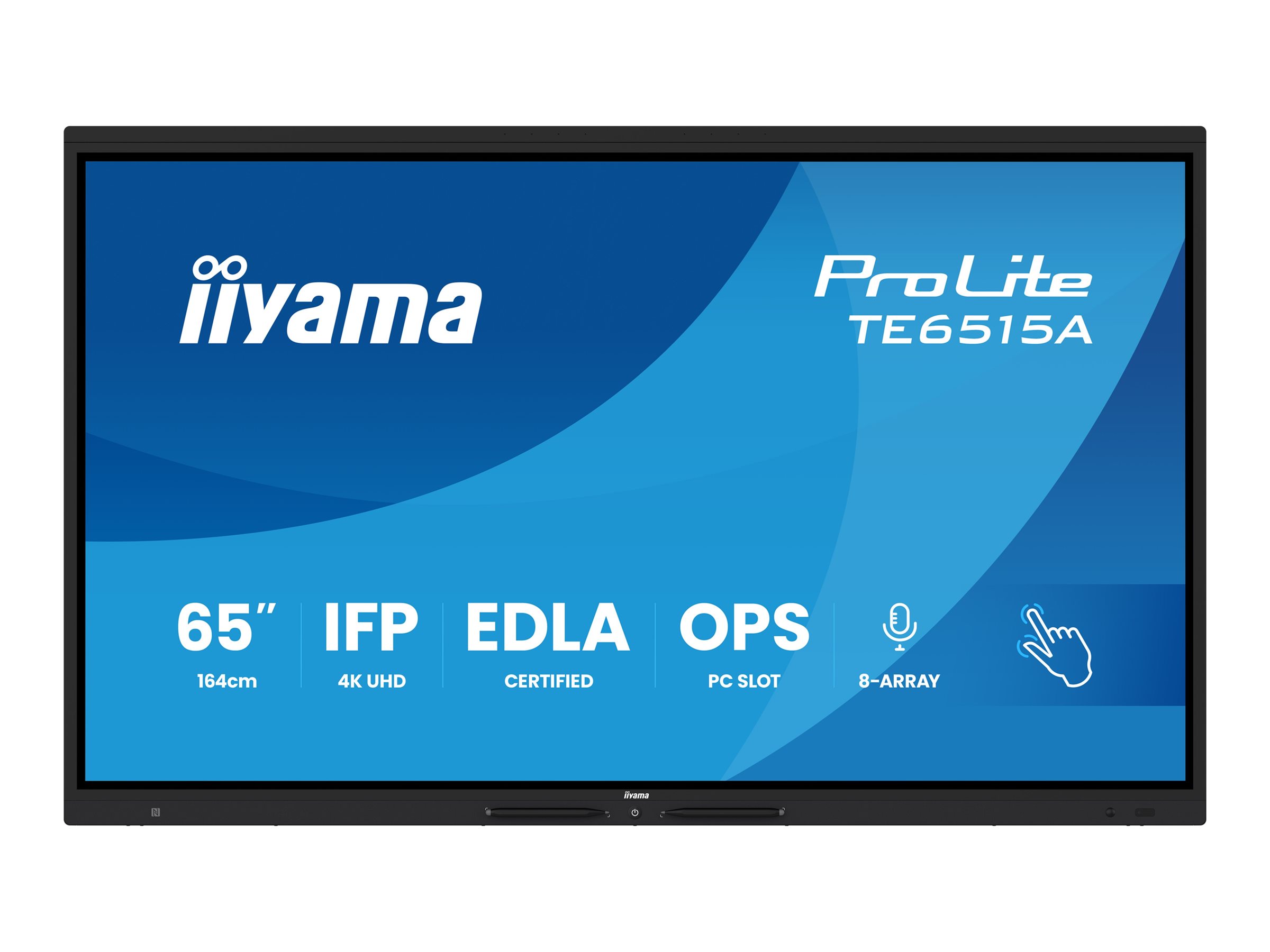 iiyama ProLite TE6515A-B1AG - 65 Diagonal klasse (64.5 til at se) LED-bagbelyst LCD paneldisplay - interaktiv digital skiltning - med berøringsskærm (multi touch) / 8-mikrofonarray / valgfri slot-in PC-funktionalitet - 4K UHD (2160p) 3840 x 2160 - sort (kant), mat finish