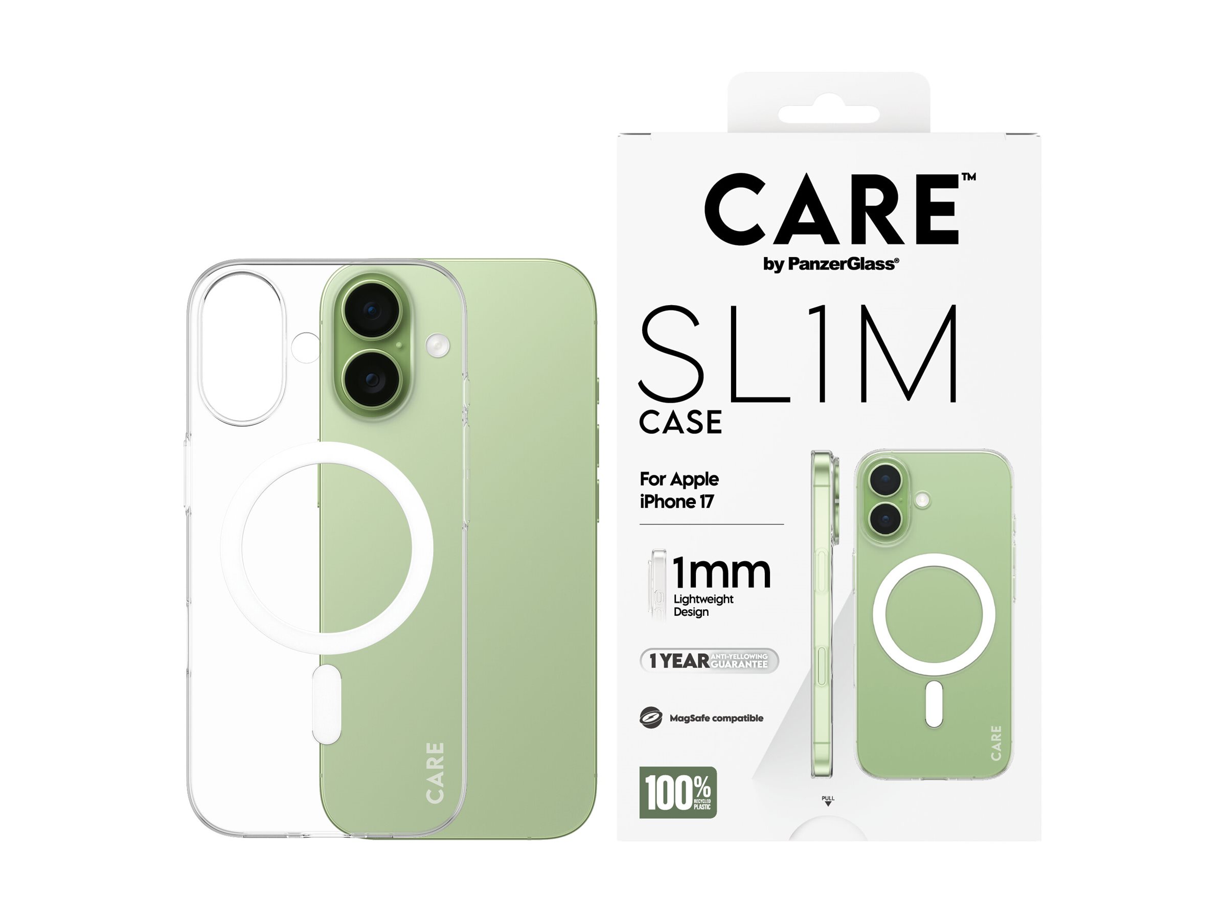 PanzerGlass CARE™ by ® SL1M Case Transparent w. MagSafe iPhone 17 Beskyttelsescover Transparent