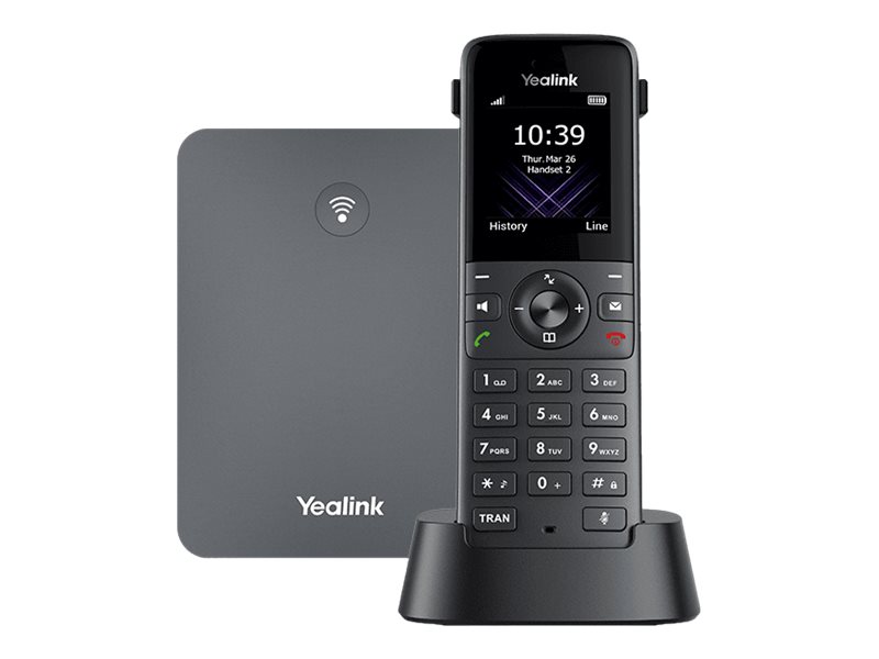 Yealink W73P - Ledningsfri VoIP telefon med opkalds-ID - DECT - 3-vejs opkaldskapacitet - SIP, SIP v2, VQ-RTCPXR, RTCP-XR - space grey, klassisk grå