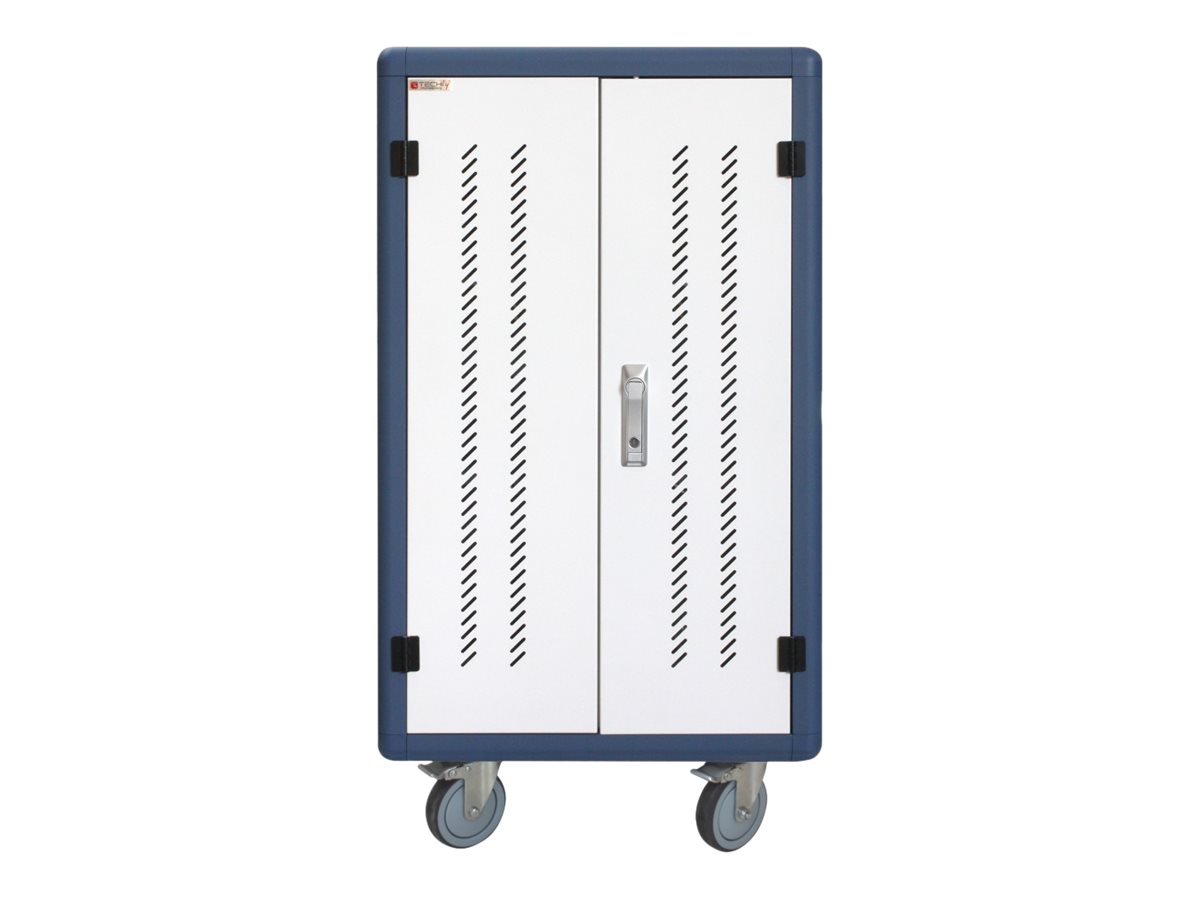 Techly Trolley USB Charging Station Ventilated for 30 Notebooks / Tablets / Smartphones White / Blue