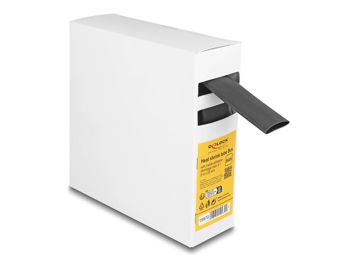 Delock - Rør varmeforsegling - kasse, med klæbemiddel indeni, krymperate 4:1, 6 mm - 5 m - sort