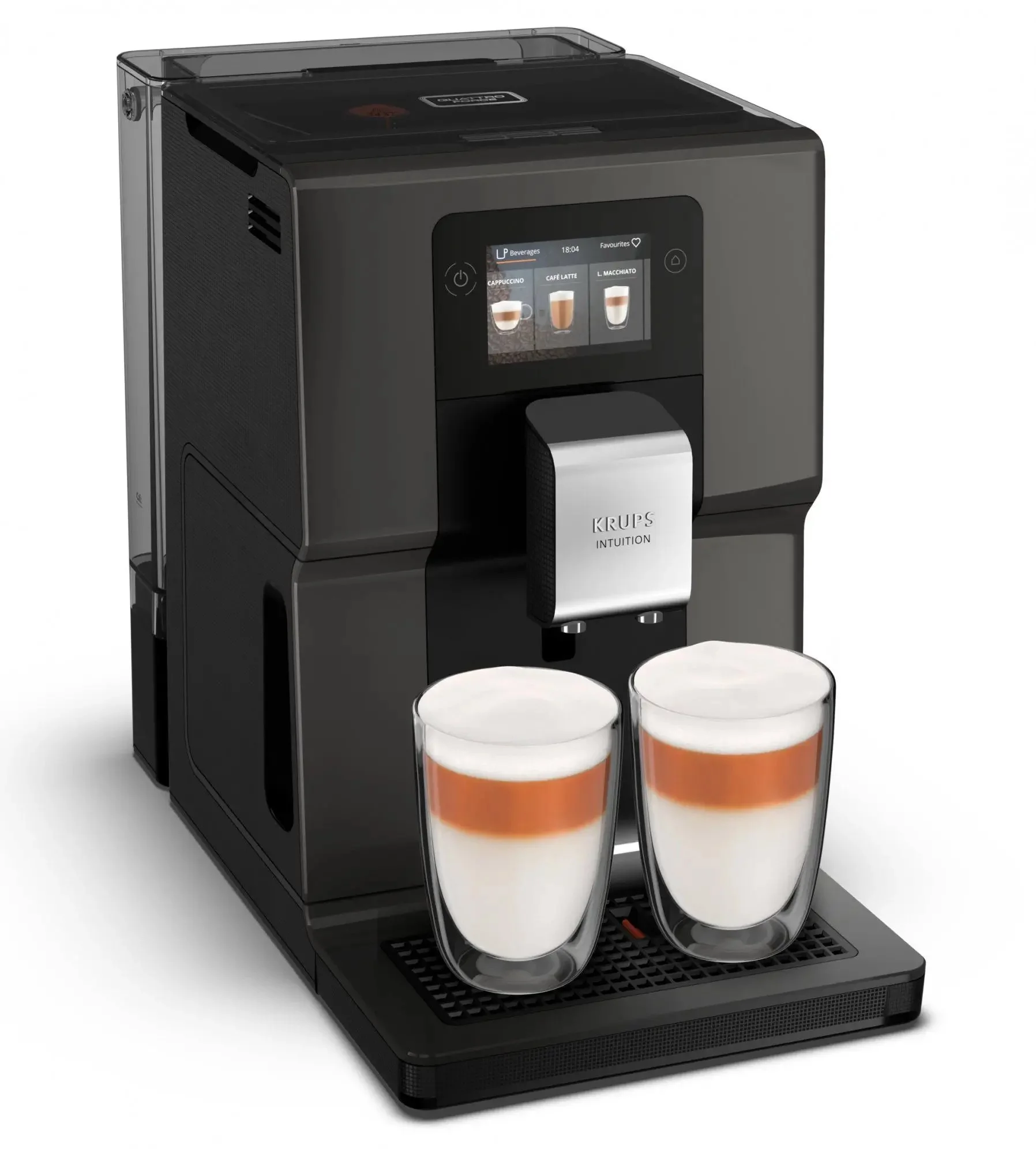 Krups Intuition Preference EA872B10 - Automatisk kaffemaskine med mælkeskummer - 15 bar - antracit