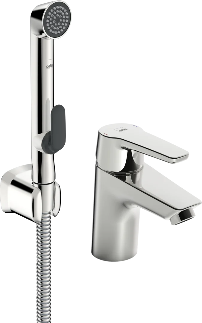 Oras Saga 3912F håndvaskarmatur med Bidetta håndbruser og flexslanger