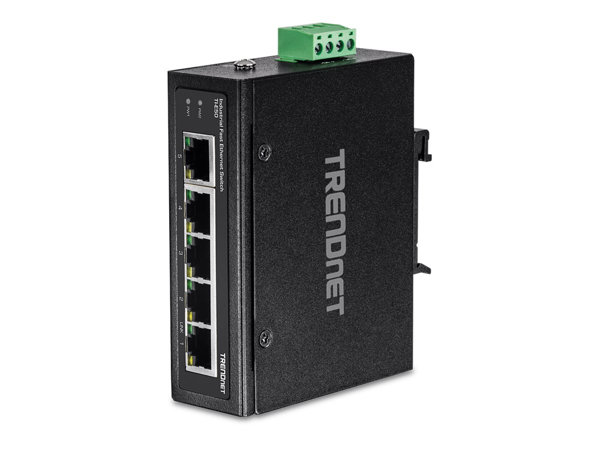 Trendnet TI-E50 industriel uadministreret switch - 5x RJ45 Fast Ethernet - Sort