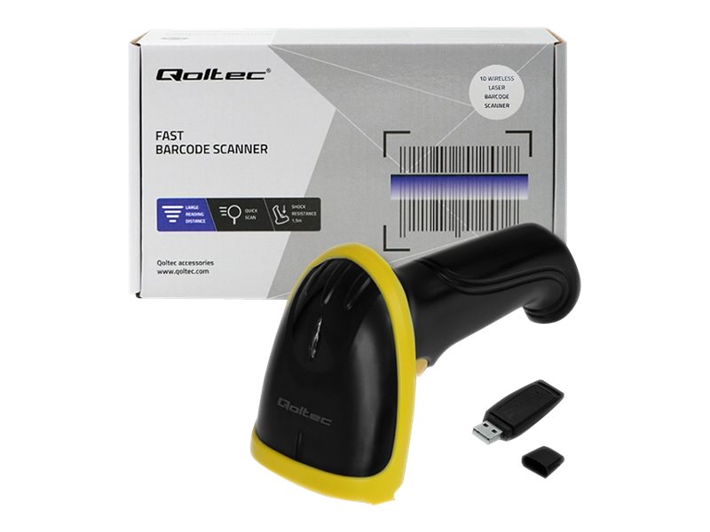 Stregkodescanner trådløs Qoltec 1D laser | 2,4 GHz