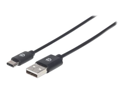 Manhattan USB 2.0 USB Type-C kabel 3m Sort