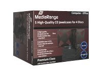 MediaRange Retail pack 4er CD-Jewelcase - Cd-hylster for lagring - kapacitet: 4 CD/DVD (pakke med 5)