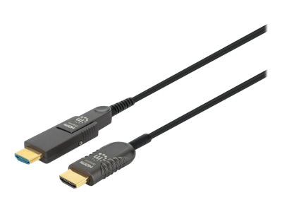 Manhattan HDMI to Micro HDMI Plenum-Rated Cable, 4K@60Hz (Premium High Speed), 20m, Active, Detachable HDMI Male (Type A), Male to Male, Black, Gold