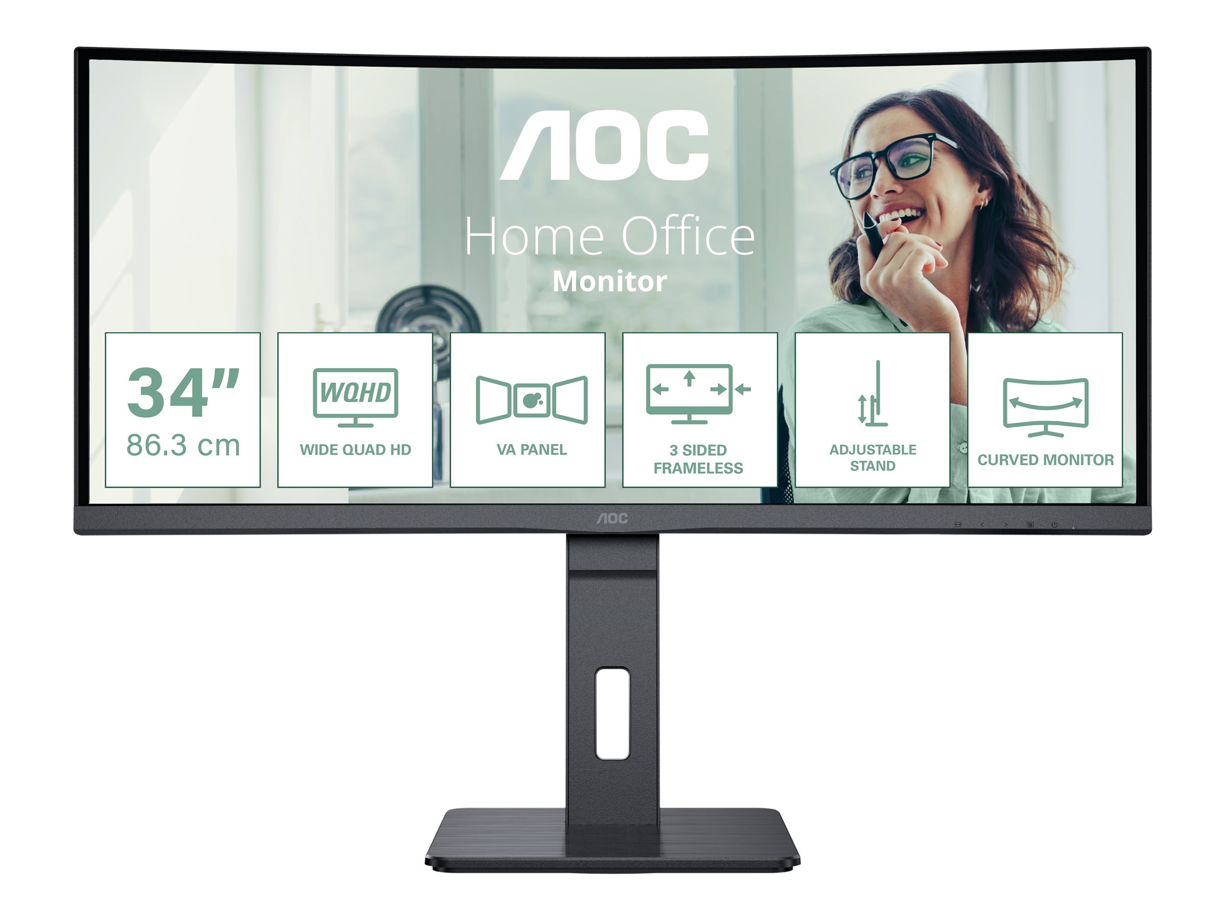 34" AOC Pro-line CU34P3CV - 3440x1440 (UWQHD) - 100Hz - VA - 65W USB-C - KVM switch