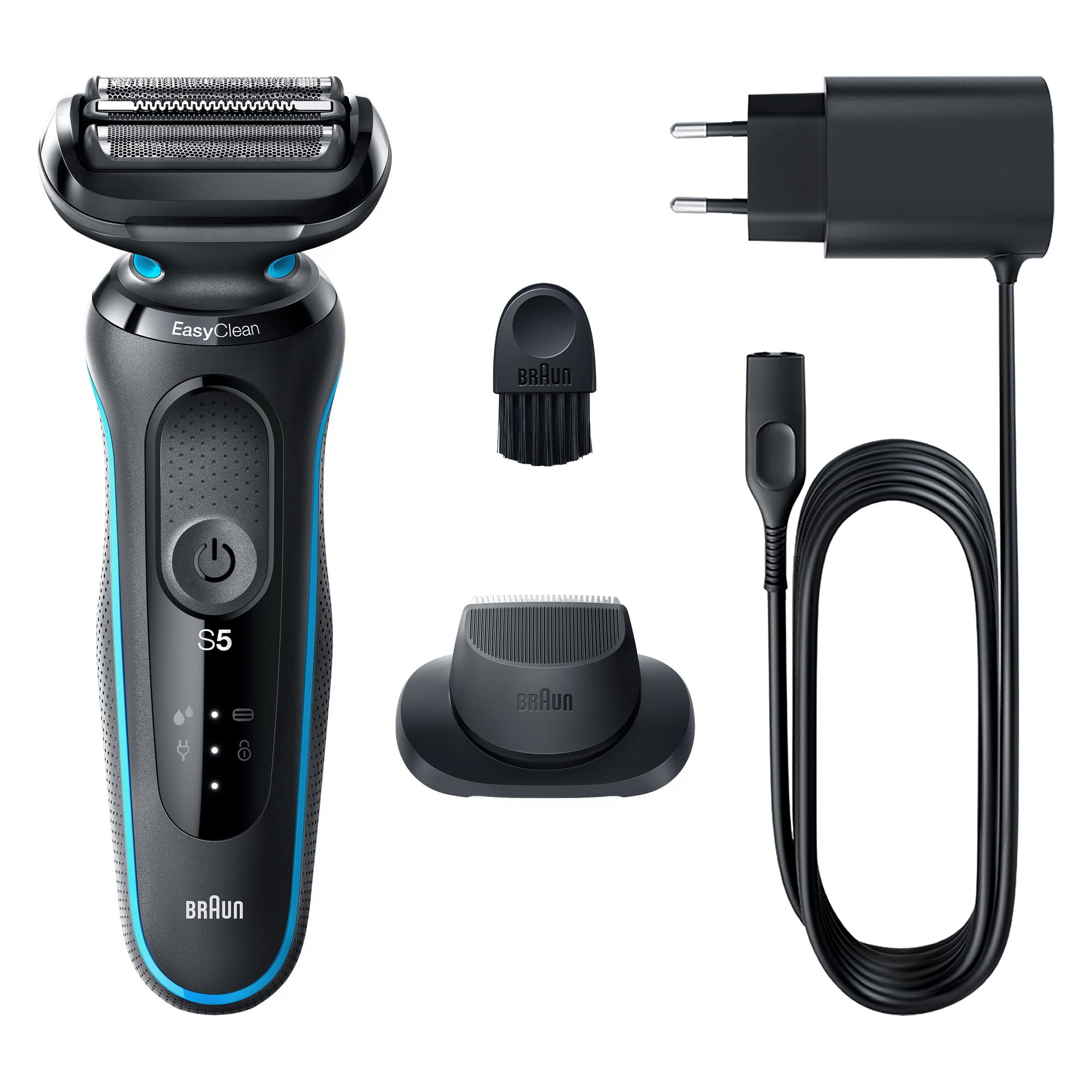 Braun Series 5 51-M1200s, Folie shaver, Sort, Blå, AutoSense, Knapper, Batteri, Lithium-Ion (Li-Ion)
