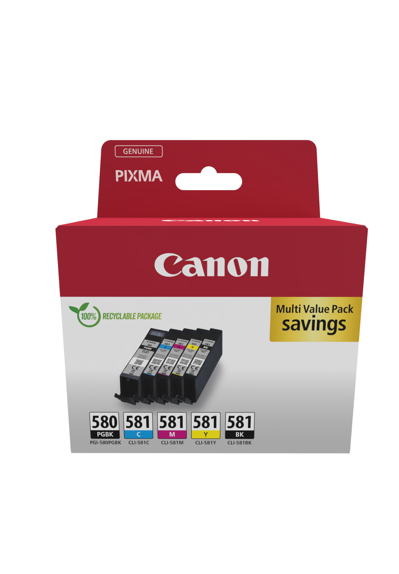 Canon PGI-580BK/CLI-581 BK/C/M/Y Multipack Sort Gul Cyan Magenta Pigmenteret sort Blækbeholder billede