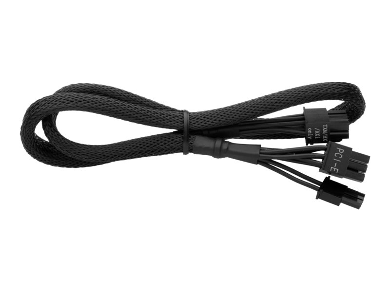 CORSAIR Sleeved (Type 3) - Strømkabel - 8 pin PCIe-strøm (6+2) (hun) - sort - for CORSAIR AX1500, CX600, RM1000, RM450, RM550, RM650, RM750, RM850  CX-M Series CX750, CX850