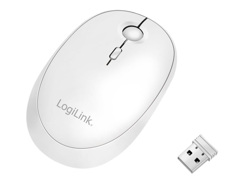 LogiLink Wireless & Bluetooth dual mouse 2.4 GHz 800/1200/1600 dpi white - Mus - Optisk - Hvid