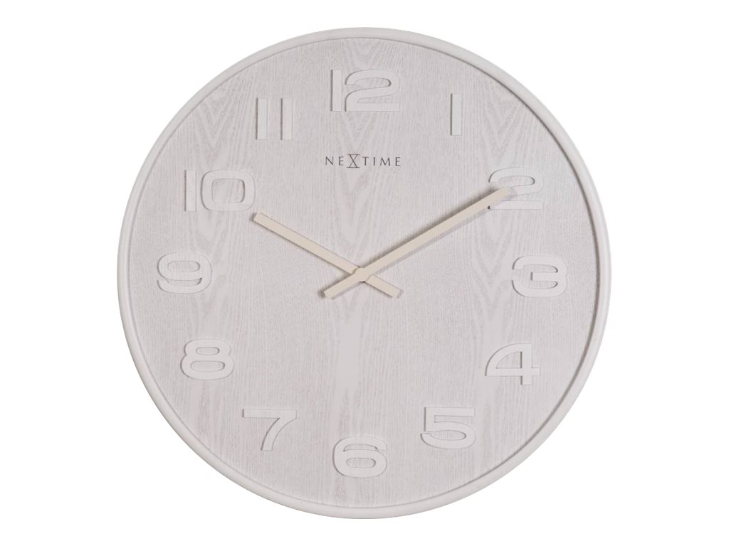 Nextime Wood Wood Medium - Ur - kvarts - vægmonterbar - 35 cm - hvid
