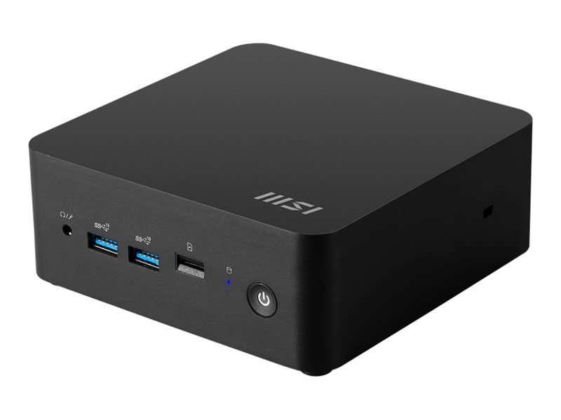 MSI Cubi NUC 1M 012BEU - Barebone - mini PC FCBGA1744 Socket - 1 x Core 7 150U / op til 5.4 GHz - RAM 0 GB - Intel Graphics - Bluetooth 5.3, IEEE 802.11ax (Wi-Fi 6E), Gigabit Ethernet, 2.5 Gigabit Ethernet - sort