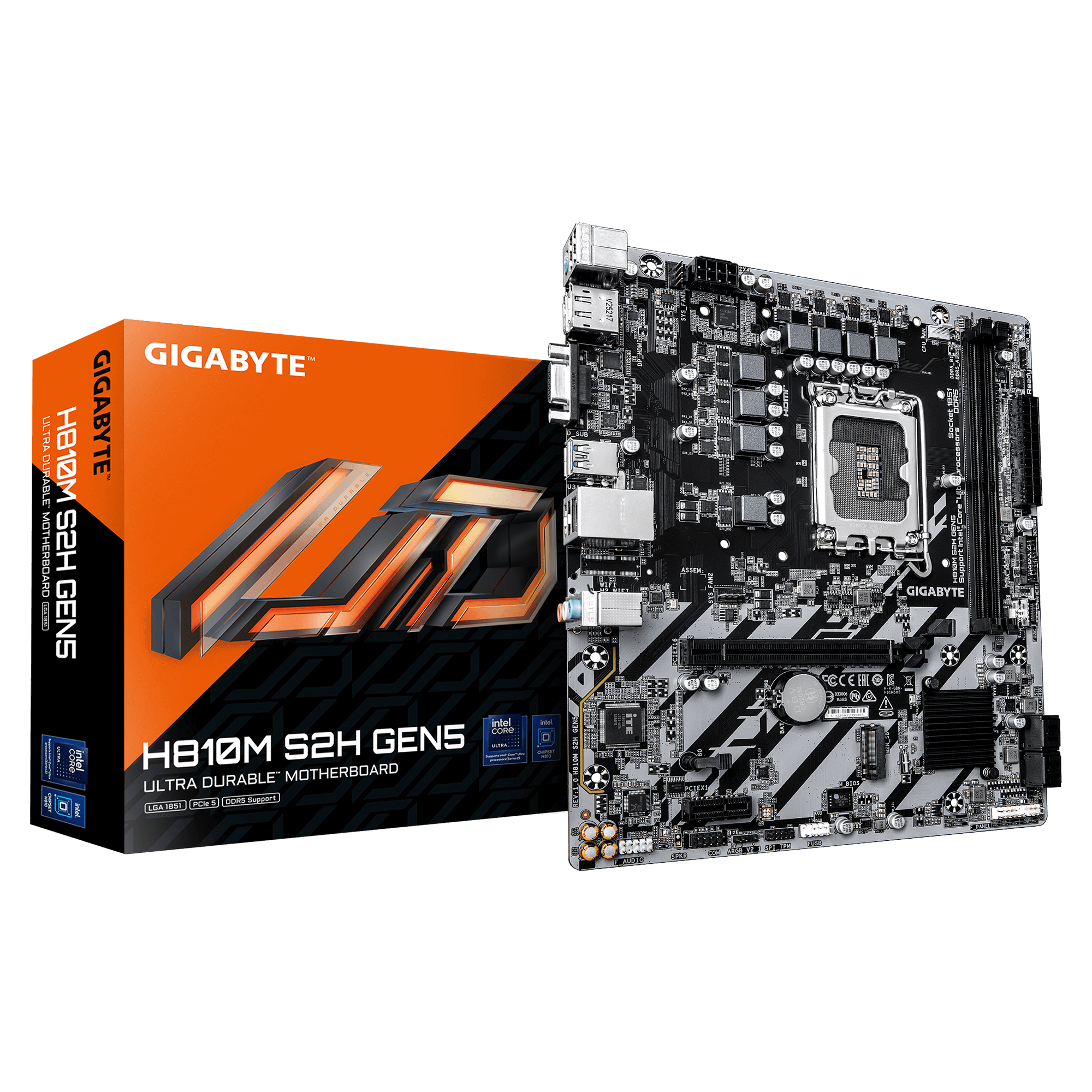 GIGABYTE H810M S2H GEN5 - motherboard - micro ATX - LGA1851 Socket - H810 Bundkort - Intel H810 - Intel LGA1851 - DDR5 RAM - Micro-ATX