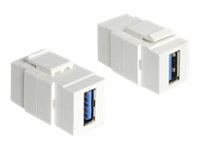 DeLOCK Keystone module, USB 3.0 A fe - fe, 19.2x14.9mm, white