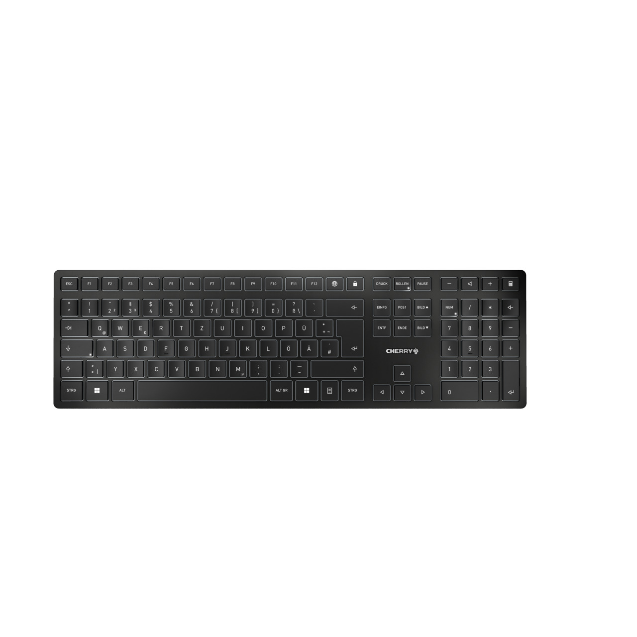 Tastatur Cherry KW 9100 Slim - trådløst RF + Bluetooth, QWERTZ tysk, sort
