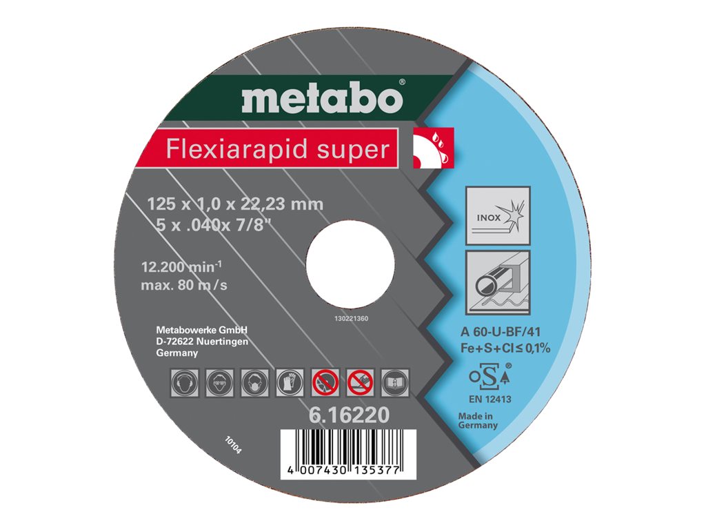 Metabo Flexiarapid Super TF 41 - Kæreskive - for rustfrit stål, syreresistent stål, inox-stål, fjederstål, værktøjssæt, rustresistent stål - 180 mm