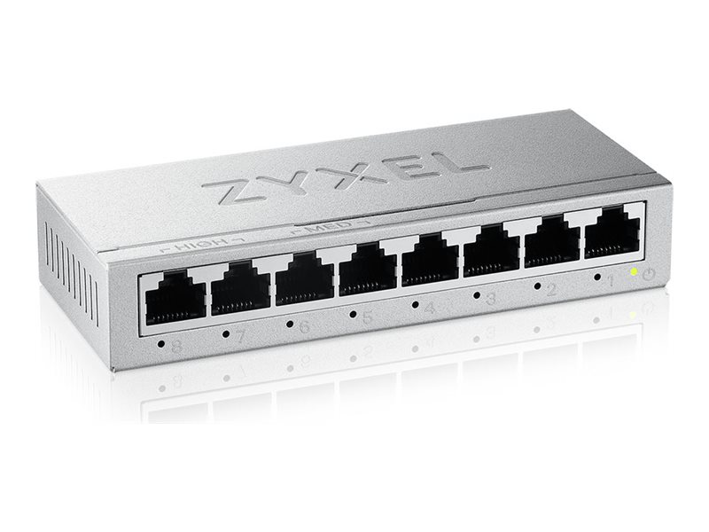 Zyxel GS-100 series GS-108B - Version 5 - switch - ikke administreret - 8 x 10/100/1000 - desktop, væg-monterbar
