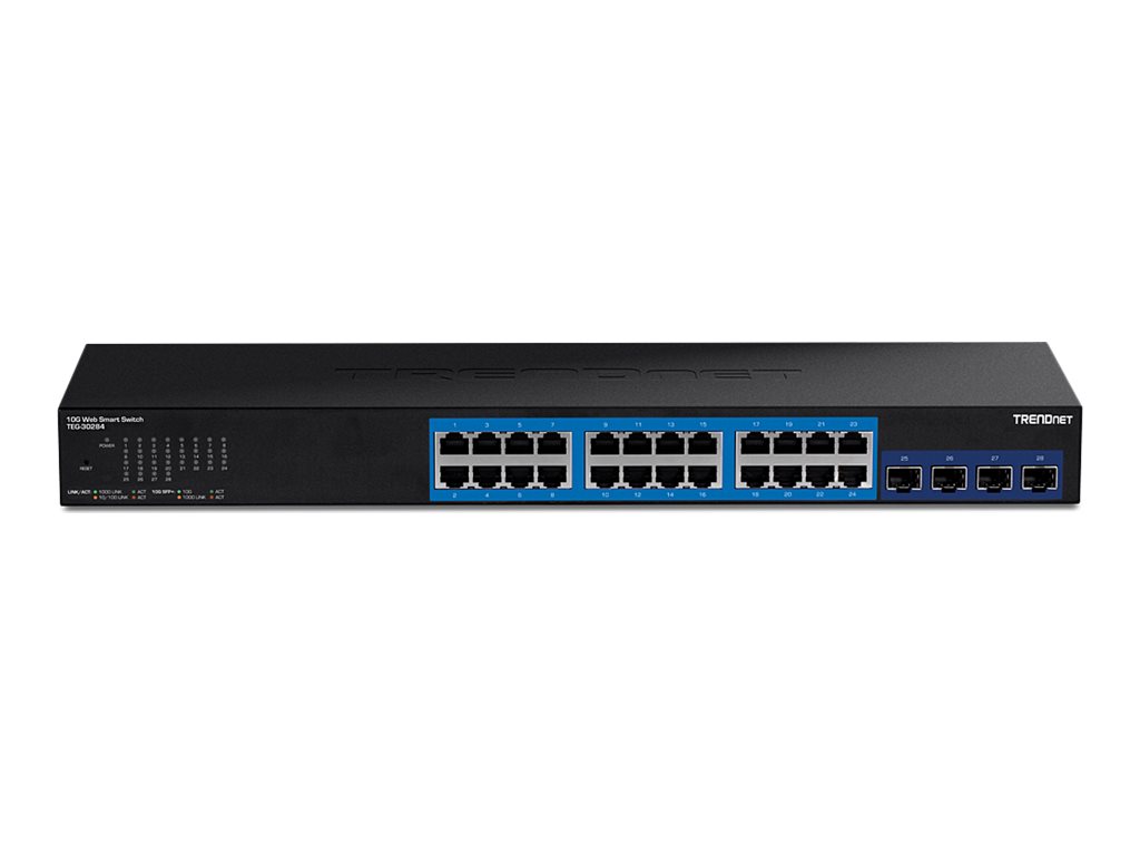 TRENDnet TEG-30284 28-Port Web Smart Switch with 24 x Gigabit ports and 4 x 10G SFP+ slots