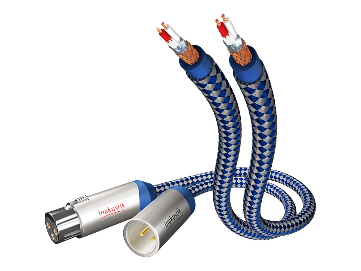 in-akustik Premium Audio - Audiokabel - XLR han til XLR hun - 75 cm - dobbelt afskærmet - blå, sølv - solid