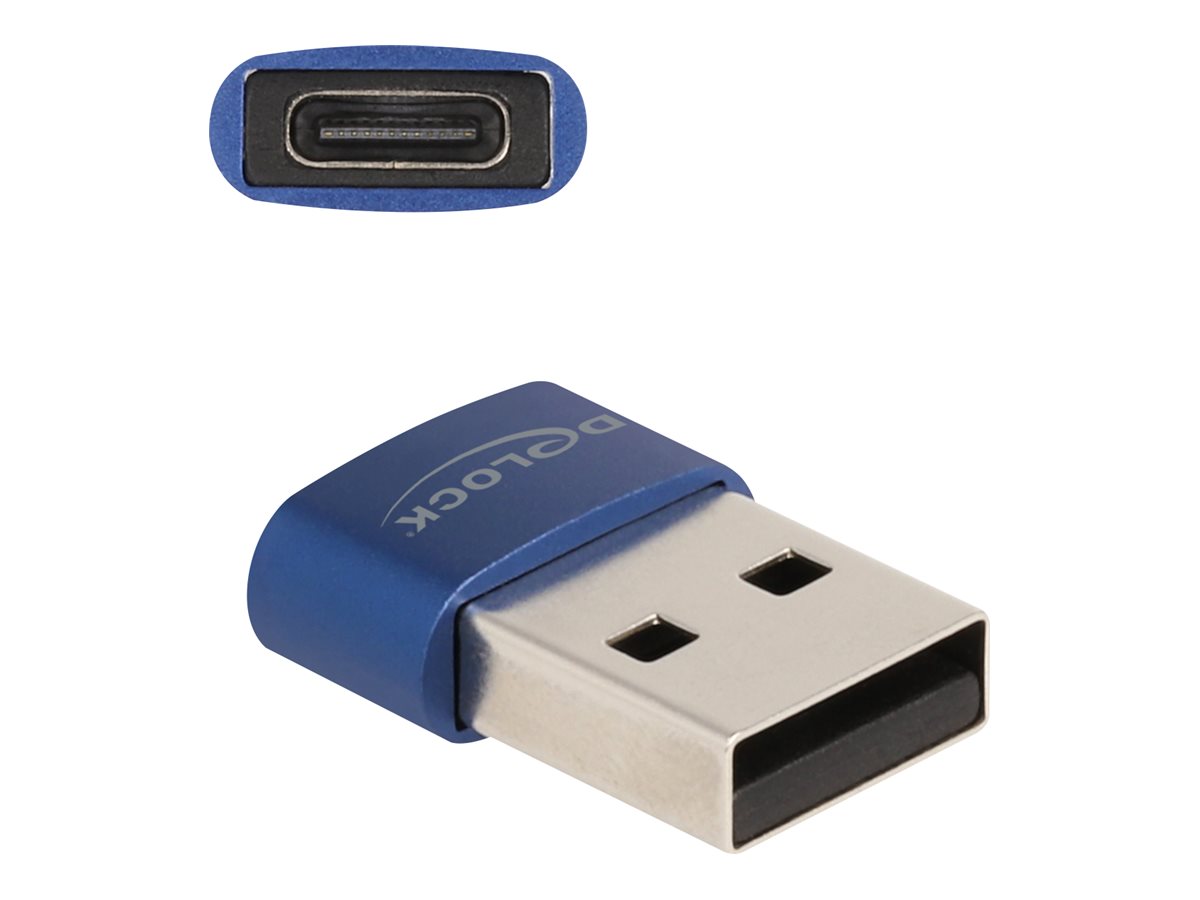 DeLOCK USB 2.0 Adapter USB Type-A male to USB Type-C™ female blue