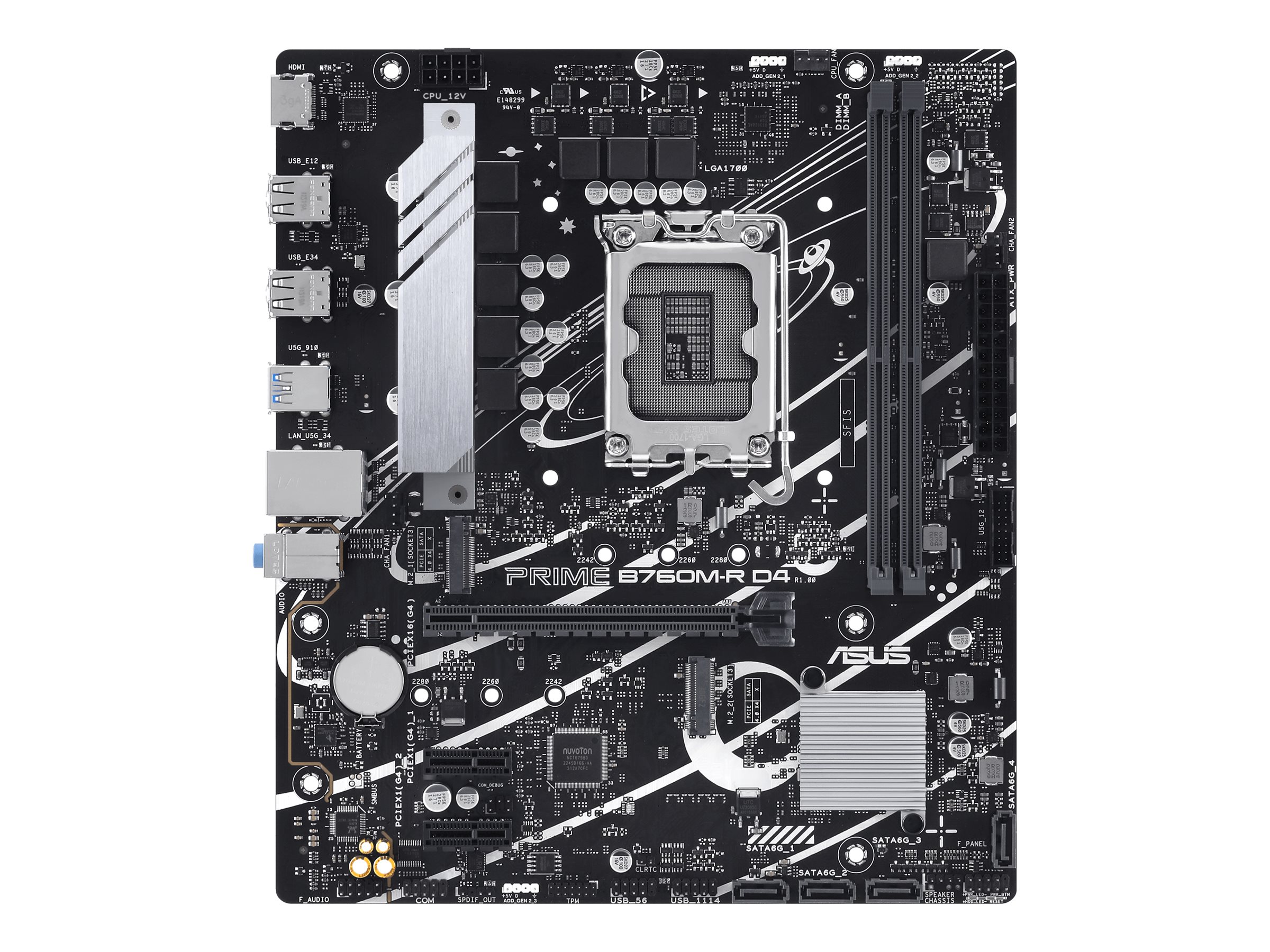 ASUS PRO B760M-R D4 Bundkort - Intel B760 - Intel LGA1700 socket - DDR4 RAM - Micro-ATX