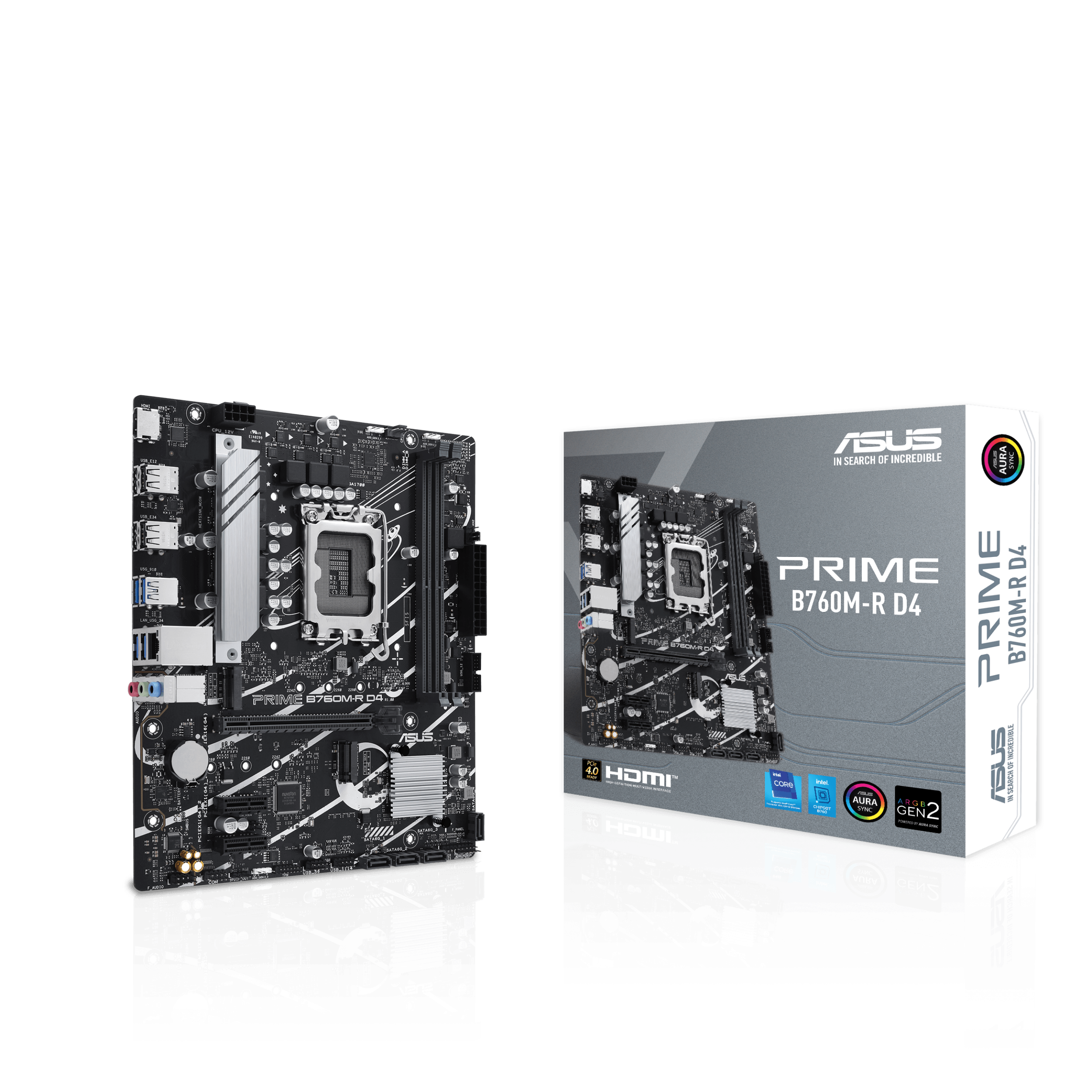 ASUS PRO B760M-R D4 Bundkort - Intel B760 - Intel LGA1700 - DDR4 RAM - Micro-ATX